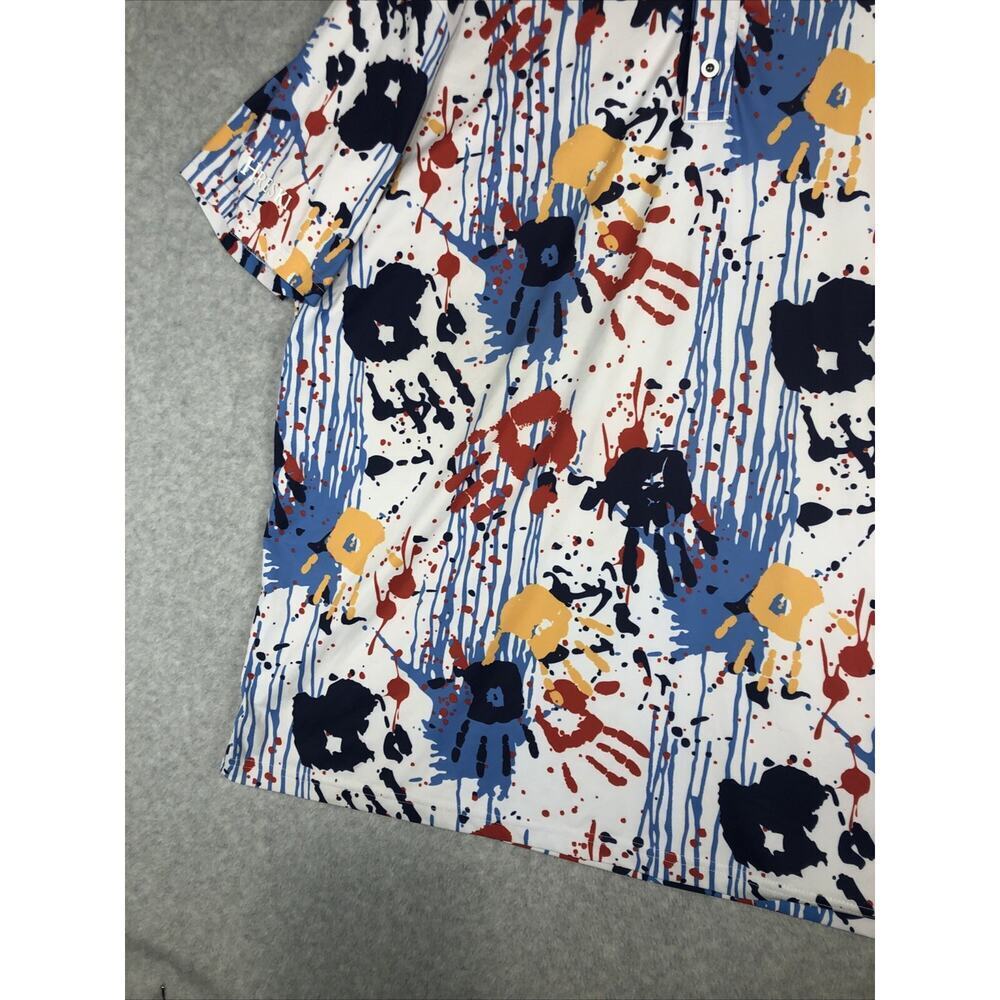 HRESKI Men's Golf Polo Shirt Size 2XL Hand Print / Paint Splatter - Picture 4 of 12